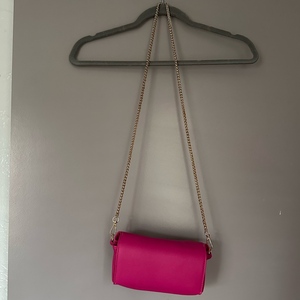 Anthropologie Pink Crossbody Bag with Chain Strap
